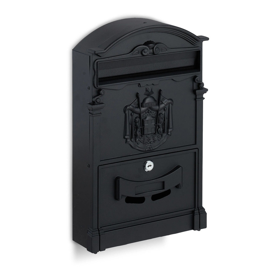 Relaxdays Briefkasten aus Stahl mit Zeitungsfach und Schloss in Schwarz, B: 41 cm, T: 25,5 cm, H: 9 cm - Bild 2