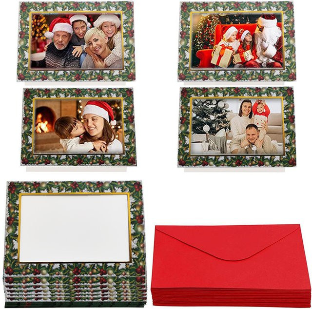 Fotorahmenkarten mit roten Umschlägen für Hochzeiten, Weihnachten und Feiertage, Rechteckig, B/H: 10 x 15 cm - Bild 1