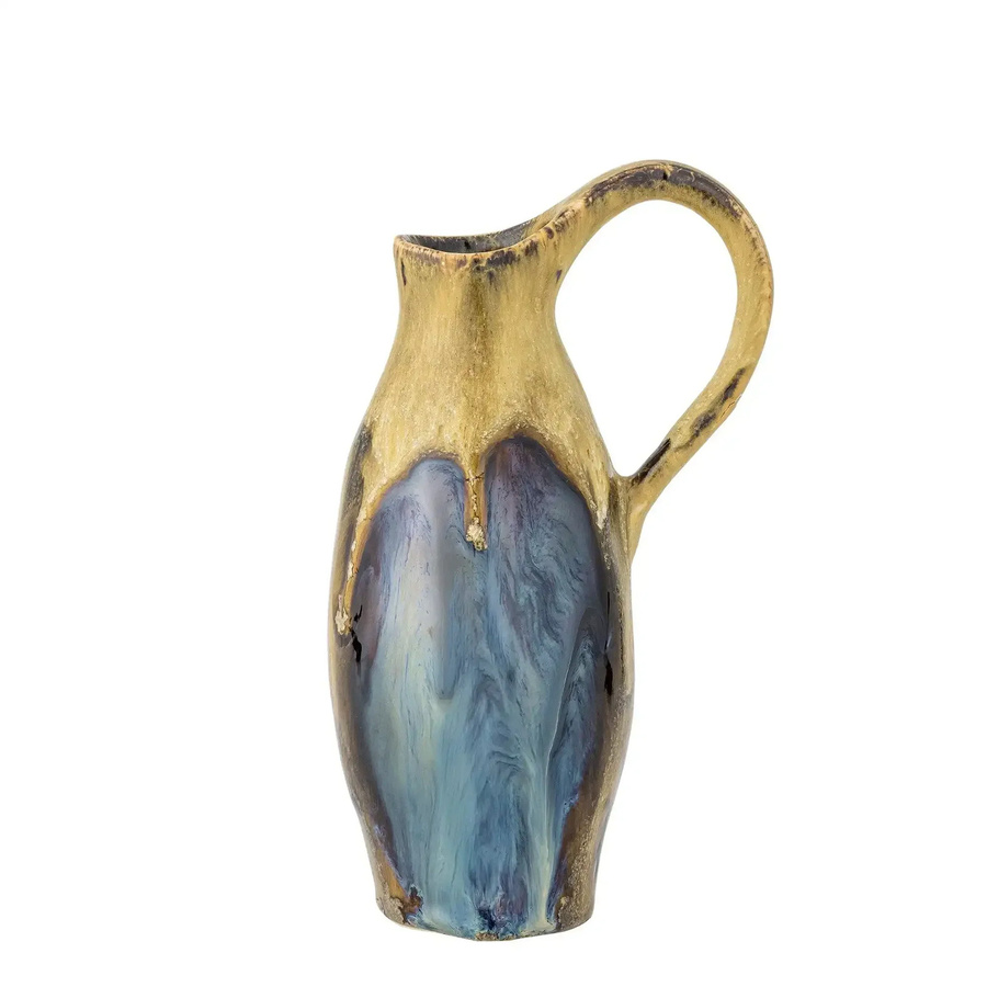 Bloomingville Jenkins Keramikvase aus Steingut in Gelb und Gold mit schlanker Silhouette, Höhe: 20 cm - Bild 1