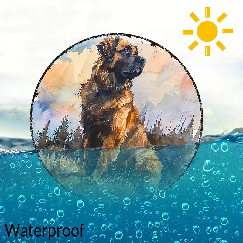 Potdemiel Leonberger Hunde-Wanddekoration aus Metall, rundes Aluminiumschild in Mehrfarbig, Durchmesser: 20,32 cm - Bild 3