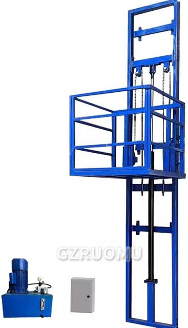 Huis Lift 3M Hydraulischer Güterlift mit 500kg Traglast und elektrischem Winde, Blau, Hubhöhe: 3,0 m - Bild 1