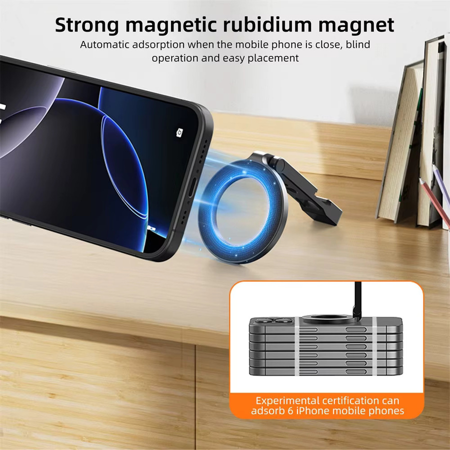 VRIG Multifunktions Magnet-Telefonhalterung für MagSafe iPhone und Android, Desktop-Stativ mit 1/4 Zoll Gewinde und Kaltgewindeschuh, Schwarz - Bild 4