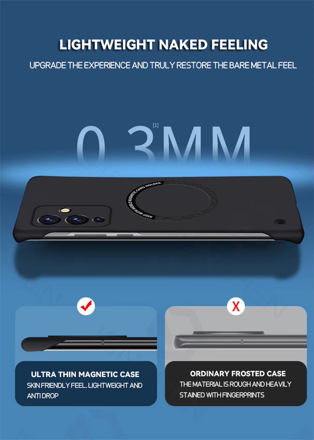 Ultra dünne rahmenlose MagSafe Schutzhülle für OnePlus 9 10 11 12 Ace Pro 2V 3V aus mattem PC in Schwarz oder Weiß - Bild 4