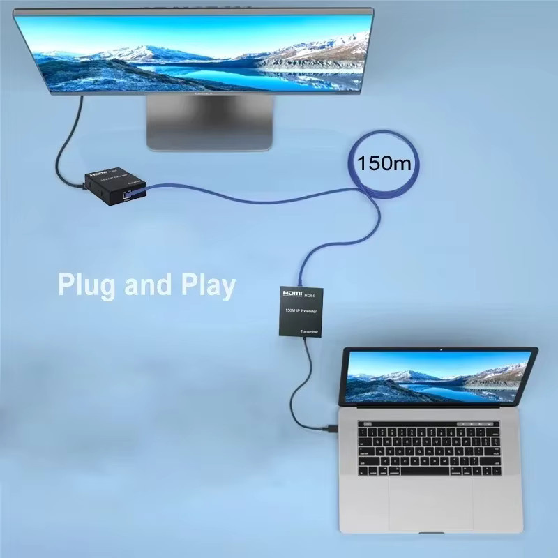 Konsenda H.264 HDMI IP Extender über CAT5e/6, 1080p HDMI Ethernet Extender in Schwarz für PC, TV und Monitor - Bild 4