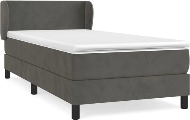 vidaXL Boxspringbett mit Matratze Dunkelgrau aus Samt, Hybrid-Design mit Taschenfederkern, B/T: 100 x 200 cm - Bild 1