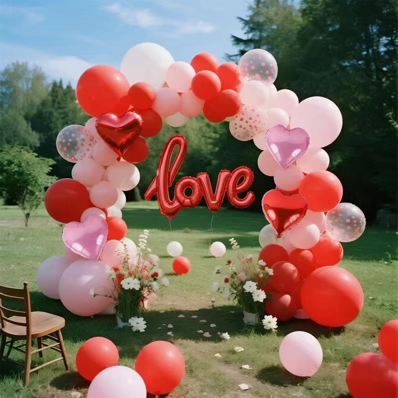 YAYB Ballon-Girlanden-Set mit Herz-Folienballons in Rot für Hochzeit, Valentinstag und Party, 154 Teile - Bild 2