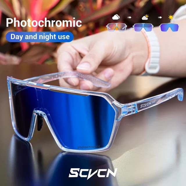 SCVCN Sportsonnenbrille, Photochrome, blau, Vollrand, Kunststoff - Bild 1