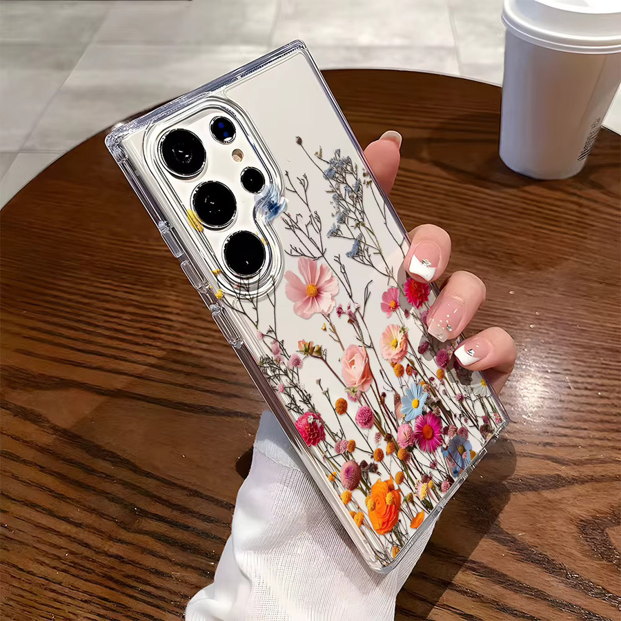 Transparente Handyhülle mit Blumen-Design für Samsung Galaxy S25 Ultra, S24 Ultra, S23 FE, S24 FE, S22, S21, S20, S25 Plus und S10+ - Bild 3