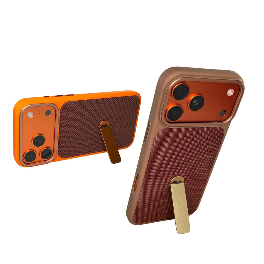 Magnetische Tech-Gewebte Handyhülle für Apple iPhone mit 360 Grad drehbarer Halterung und MagSafe Kompatibilität in Gold - Bild 3