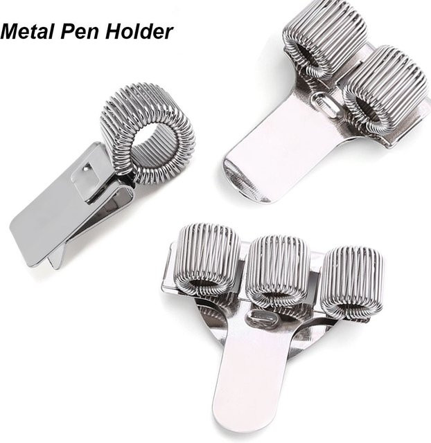 Tragbarer elastischer Stifthalter mit Metall-Schleife und Clip in Silber für dein Notebook - Bild 1
