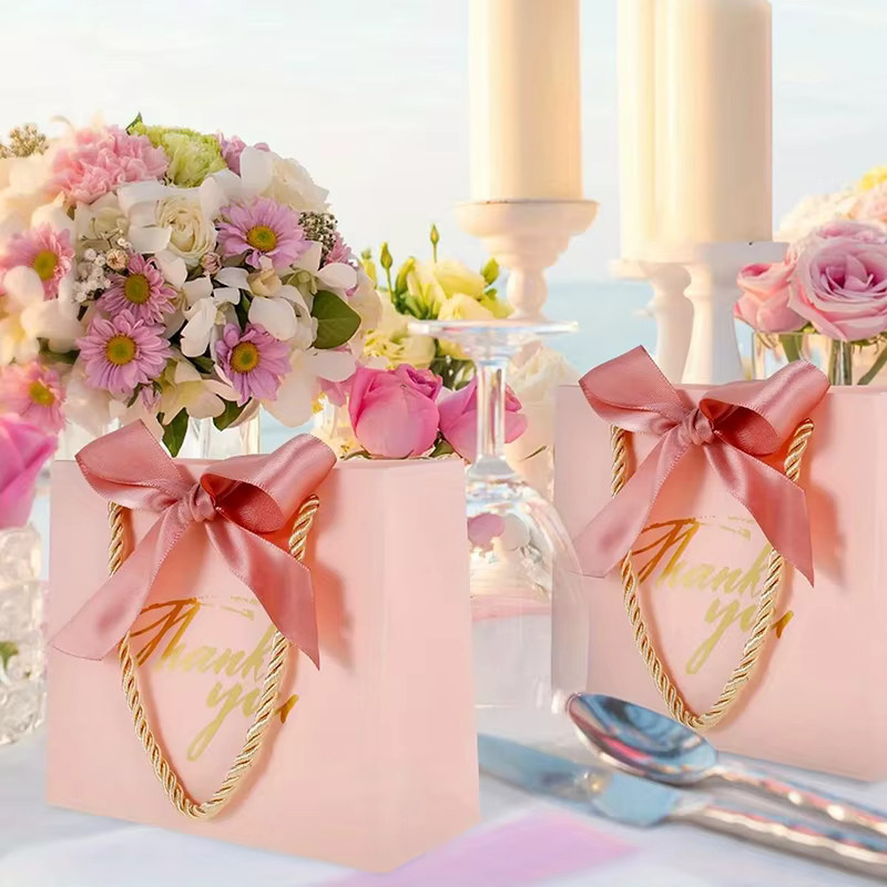 12 Stück TMZ Dankeschön-Geschenktüten aus Papier in Weiß mit Griffen für Hochzeit, Geburtstag und Party - Bild 4