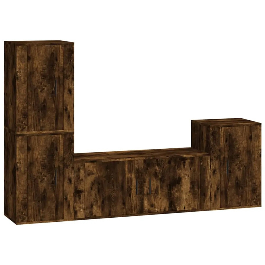 vidaXL 4-teiliges TV-Schrank-Set aus Holzwerkstoff in Räuchereiche, Braun, Wandmontage, B/T/H: 100 x 34,5 x 40 cm und 40 x 34,5 x 60 cm - Bild 2