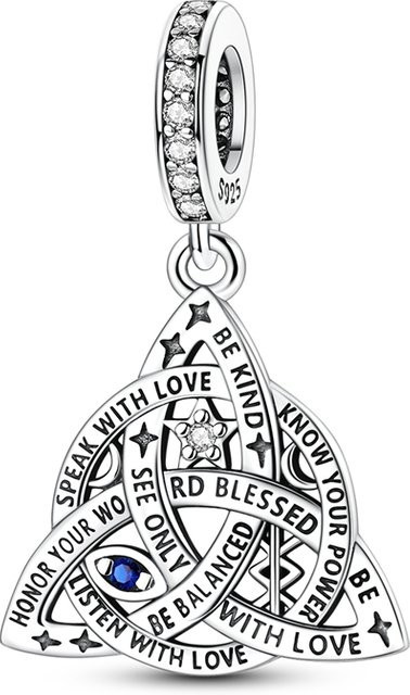 parmuz Charm 925 Sterlingsilber, Perle, CZ-Zirkon, keltischer Knoten, Damen - Bild 1
