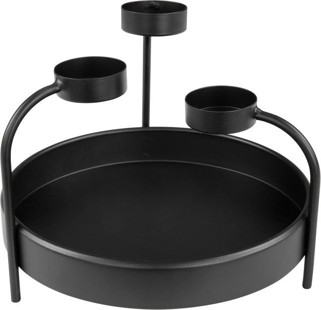 Visiona Kerzenhalter Kyla für Tealights aus Metall in Schwarz, Durchmesser: 15,0 cm, Höhe: 3,0 cm - Bild 1