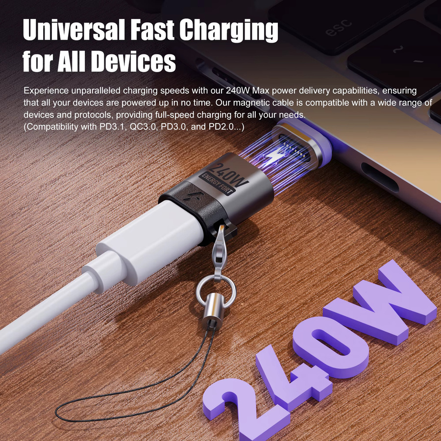 PD 240 W USB C auf Typ C Magnetadapter mit 480 Mbit/s Datenübertragung und Schnellladefunktion für MacBook Air, MacBook Pro und Steam Deck - Bild 2