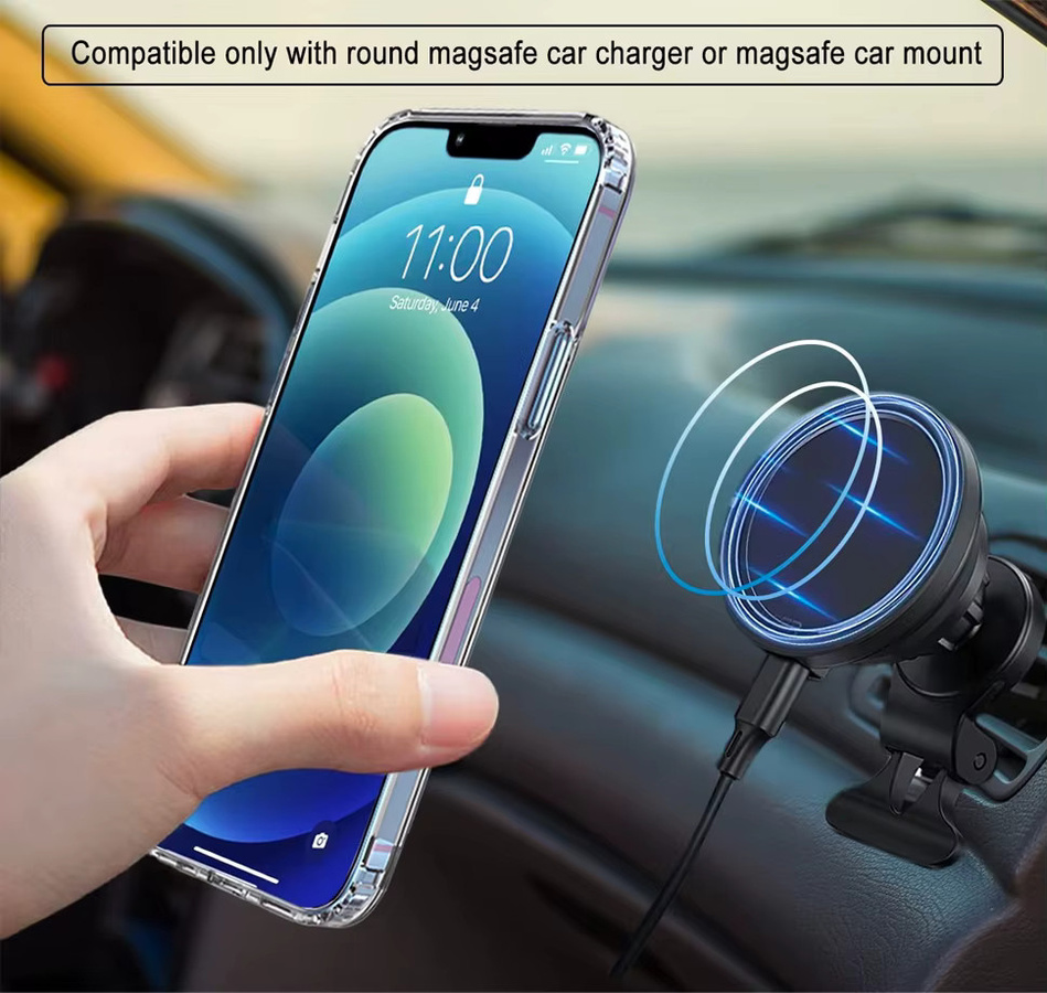 UYUXIO Magnetische Handyhülle mit Ständer für iPhone 17 16 15 14 13 12 11 Pro Max Mini Transparent MagSafe Kompatibel - Bild 4