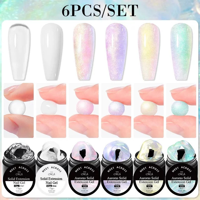 MEET ACROSS Gel-Nagellack-Set, milchiges Gelee, 6 Stück - Bild 1