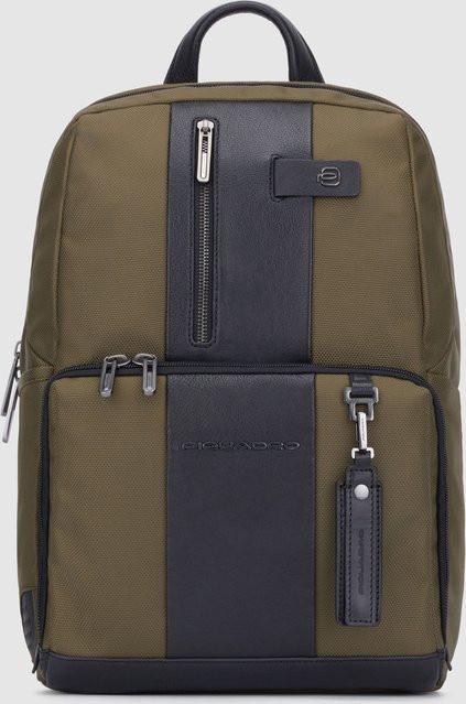 Piquadro Brief 2 Laptoprucksack aus rezykliertem Stoff für 14 Zoll Notebook in Militärgrün - Bild 1