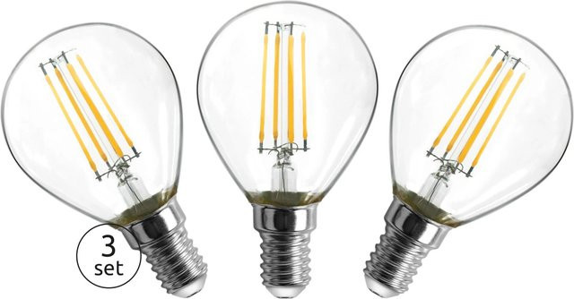 Globo LED-Leuchtmittel E14 Edison Style Warmweiß 3er Set, H: 7,8 cm, Ø: 0,45 cm - Bild 1