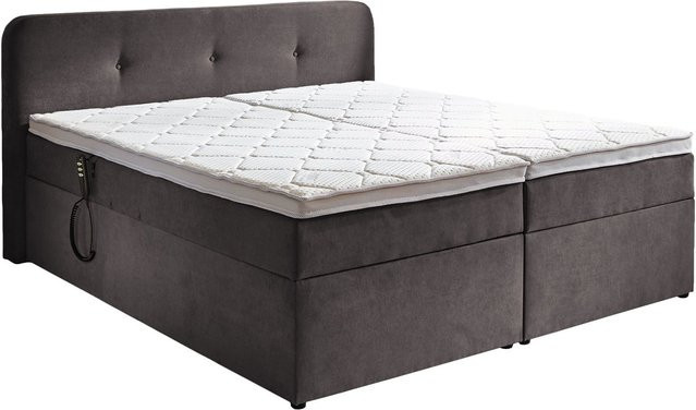 SUN GARDEN Boxspringbett Hobart in Grau mit motorischer Kopfverstellung, Kopfteil, Topper und Stauraum, B/T/H: 180 x 200 cm - Bild 1