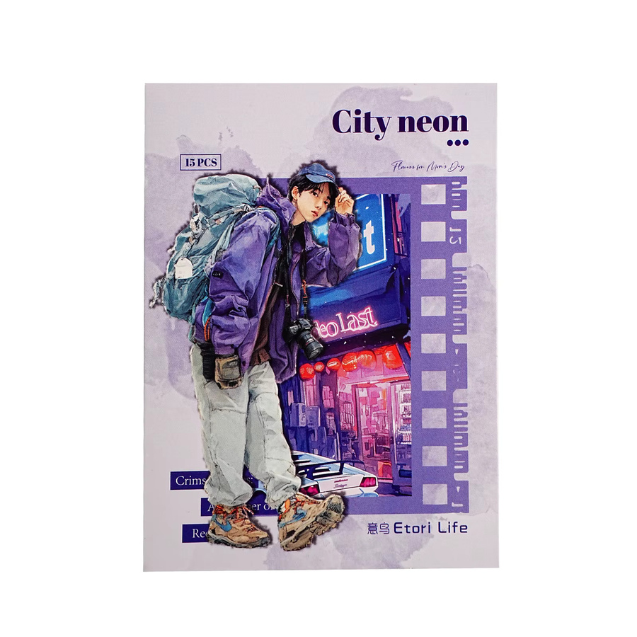 Etori Life City Neon Aufkleber Set mit 15 Stück im Cyberpunk Style, bunte futuristische Straßenfiguren zur Dekoration von Laptop, Telefon und Koffer - Bild 5
