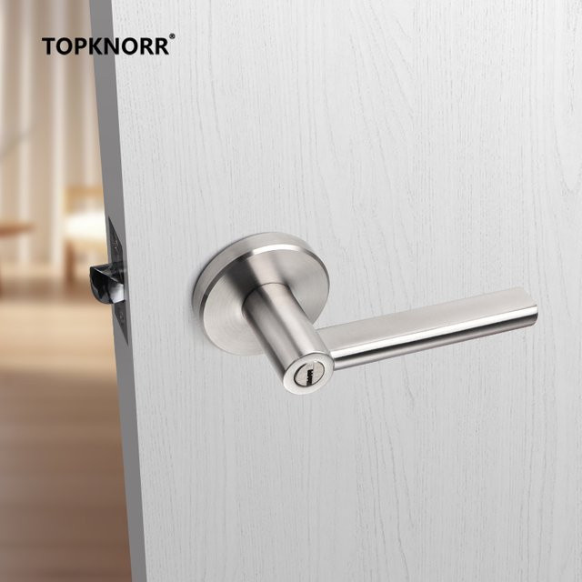 TOP KNORR Dreipoliges Griffschloss aus Edelstahl 304 mit einzelner Zunge für Badezimmer-Innentüren und Flure in Silber oder Schwarz - Bild 1