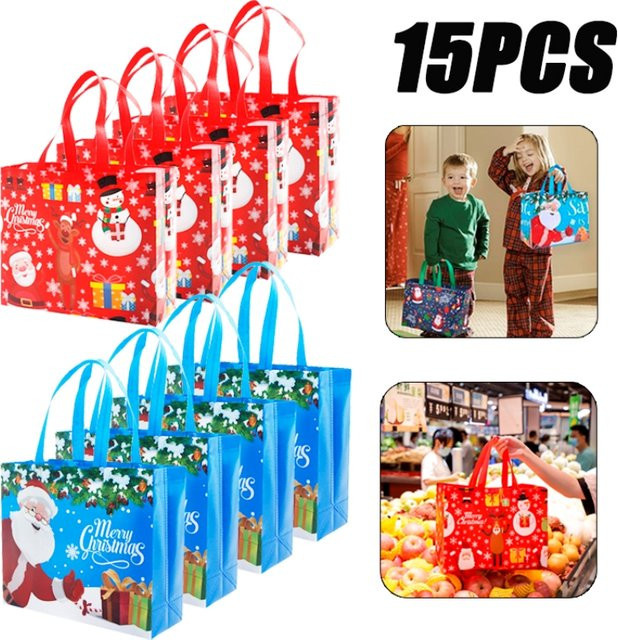 15 Stück Weihnachtsgeschenktüten aus Kunststoff in Blau für Süßigkeiten und kleine Geschenke - Bild 1