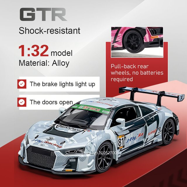 MAKEDA Audi R8 LMS GT3, Spielzeugauto, 1:32, mit Licht und Sound, Grün - Bild 1
