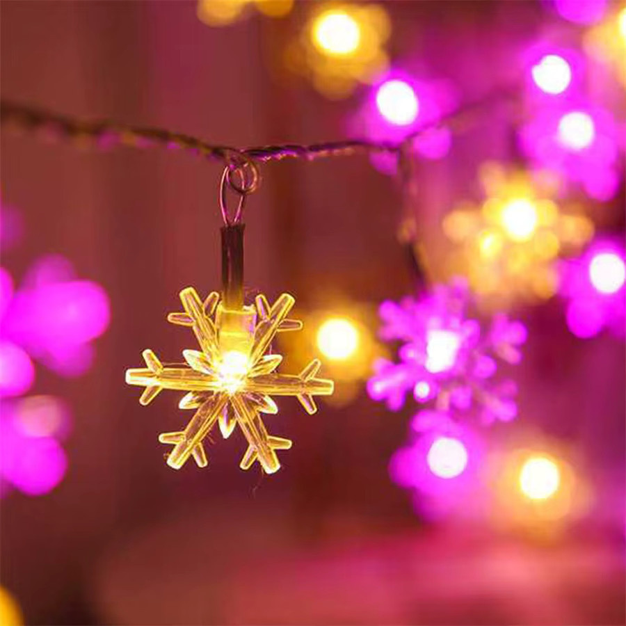 Rosa LED Schneeflocken-Lichterkette mit warmweißem Licht für Dekoration zu Hochzeit, Party und Winterfesten - Bild 3
