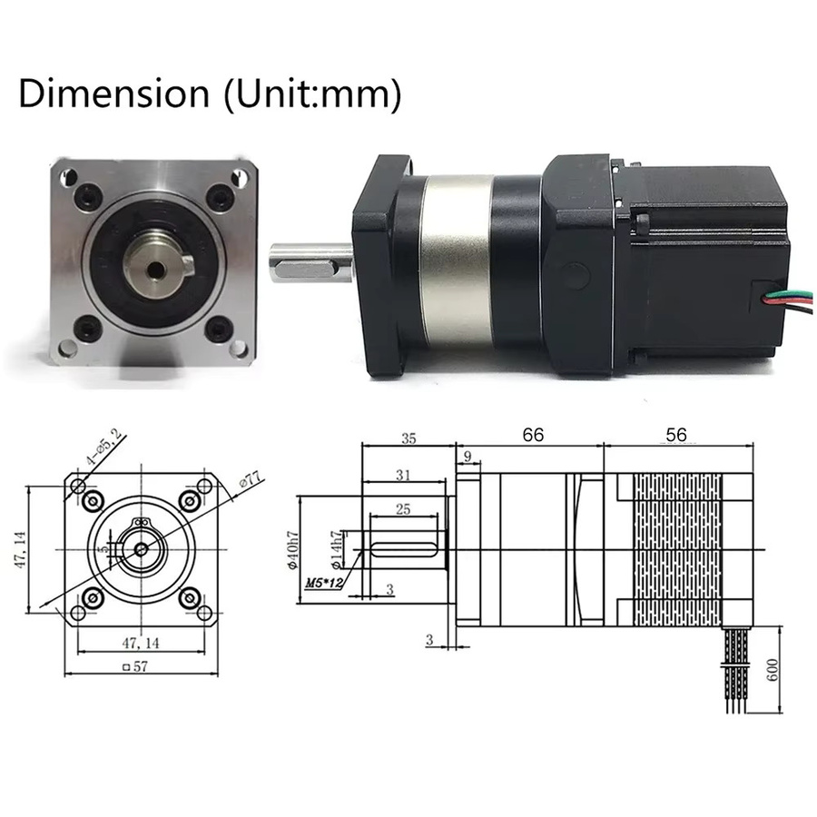 YUN DUAN Planetengetriebe Nema 23 Schrittmotor-Untersetzungsgetriebe-Kit mit 6,35/8mm Eingang und 14mm Welle, 20 Arcmin - Bild 3