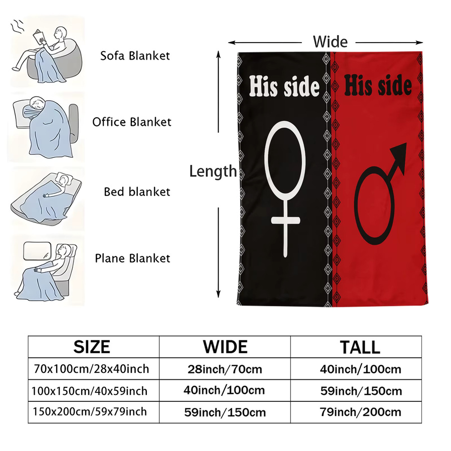 ZIZ Flanelldecke für Paare mit Herz-Kronen-Aufdruck in Multicolour - Bild 3