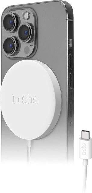SBS Kabelloses USB-C Ladegerät für Android und iPhone in Weiß - Bild 1