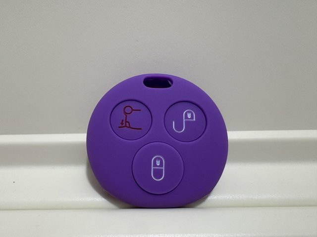 Pusakieyy Silikon Schlüsselhülle für Smart City Roadster Fortwo 3-Tasten Fernbedienung in Violett - Bild 1