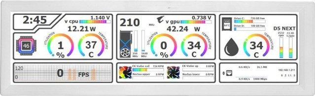 DIYelecs 8,8 Zoll PC-Temperaturanzeige mit Touchscreen und dynamischen Themen in Weiß - Bild 1
