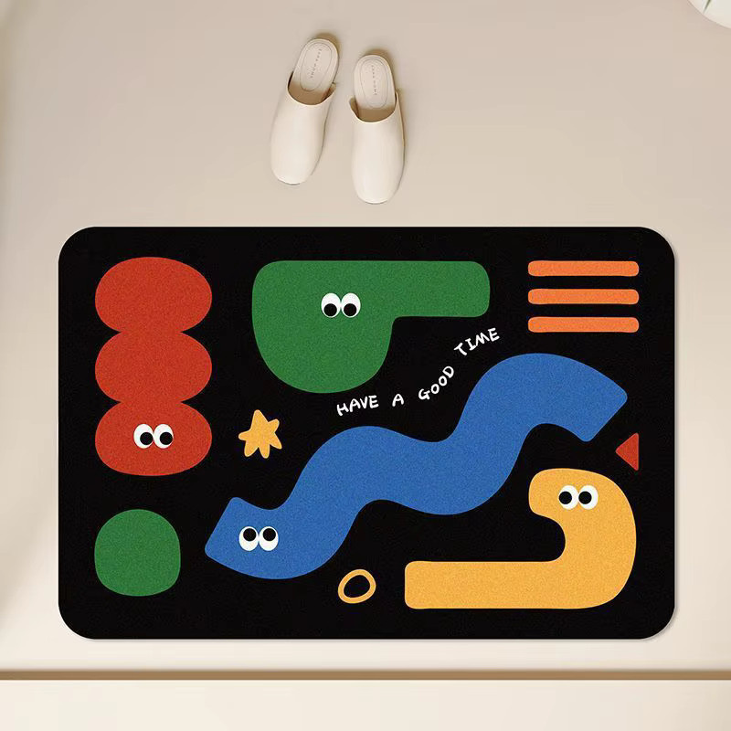 VIKAMA Cartoon-Kieselgur-Teppich mit Tier-Motiv, wasserabsorbierend und rutschfest, B/T: 60 x 40 cm, Mehrfarbig - Bild 1