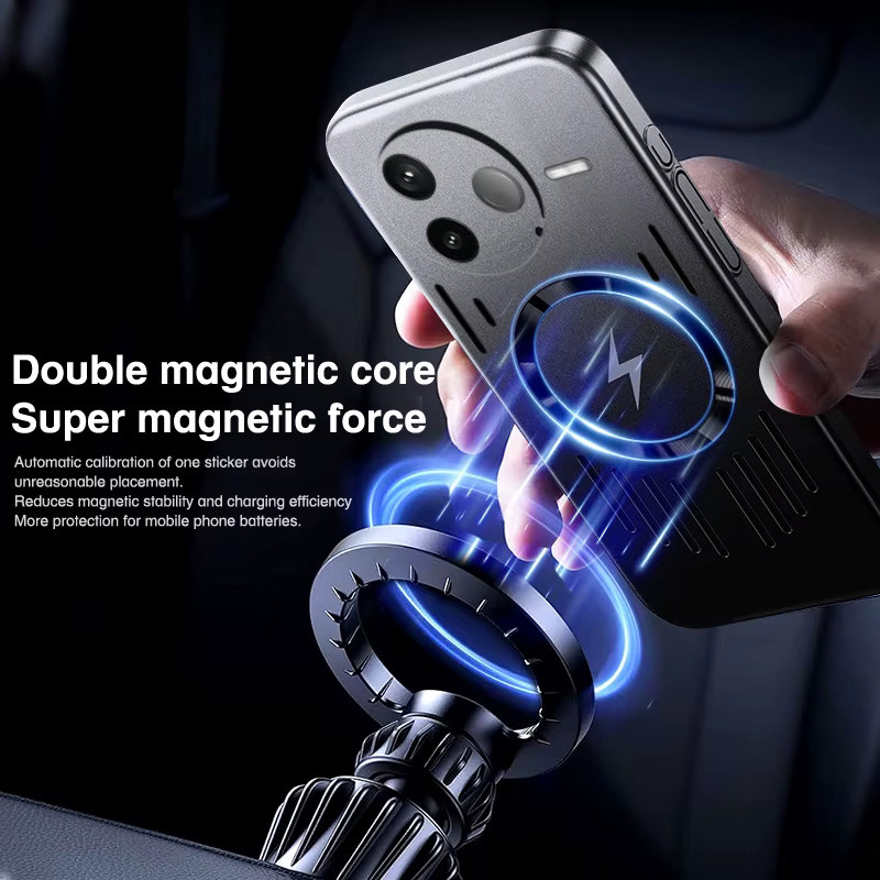 MagSafe Magnetische Schutzhülle für Xiaomi Poco F6 F7 Ultra X6 X7 Pro in Silber mit Wärmeableitung und dünnem PC-Design - Bild 2
