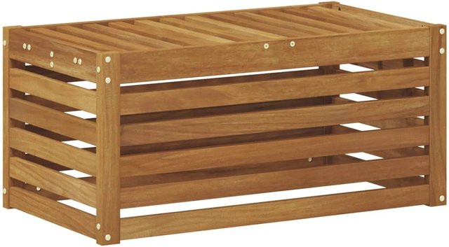 vidaXL Outdoor Hocker Bank aus Akazienmassivholz in Natur Braun B: 79 cm, T: 43 cm, H: 37 cm - Bild 1