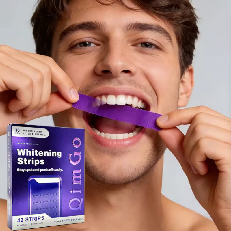 QimGo Zahnaufhellungsstreifen, Lila, 14 Streifen - Bild 4