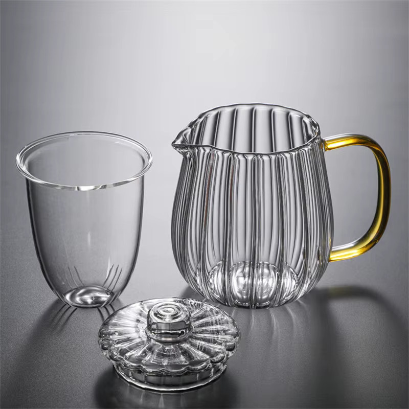 BenRussell Teekanne aus Borosilikatglas mit Streifenmuster und Sieb, transparent, herdplattengeeignet - Bild 2