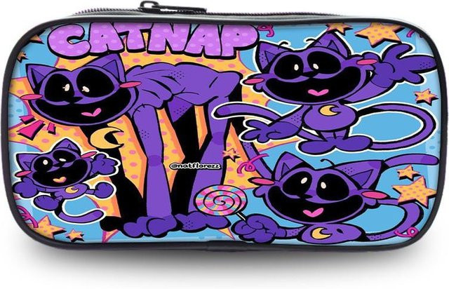CrimsonCraft Catnap Poppy Playtime Federmäppchen für Schüler in Schwarz und Lila - Bild 1