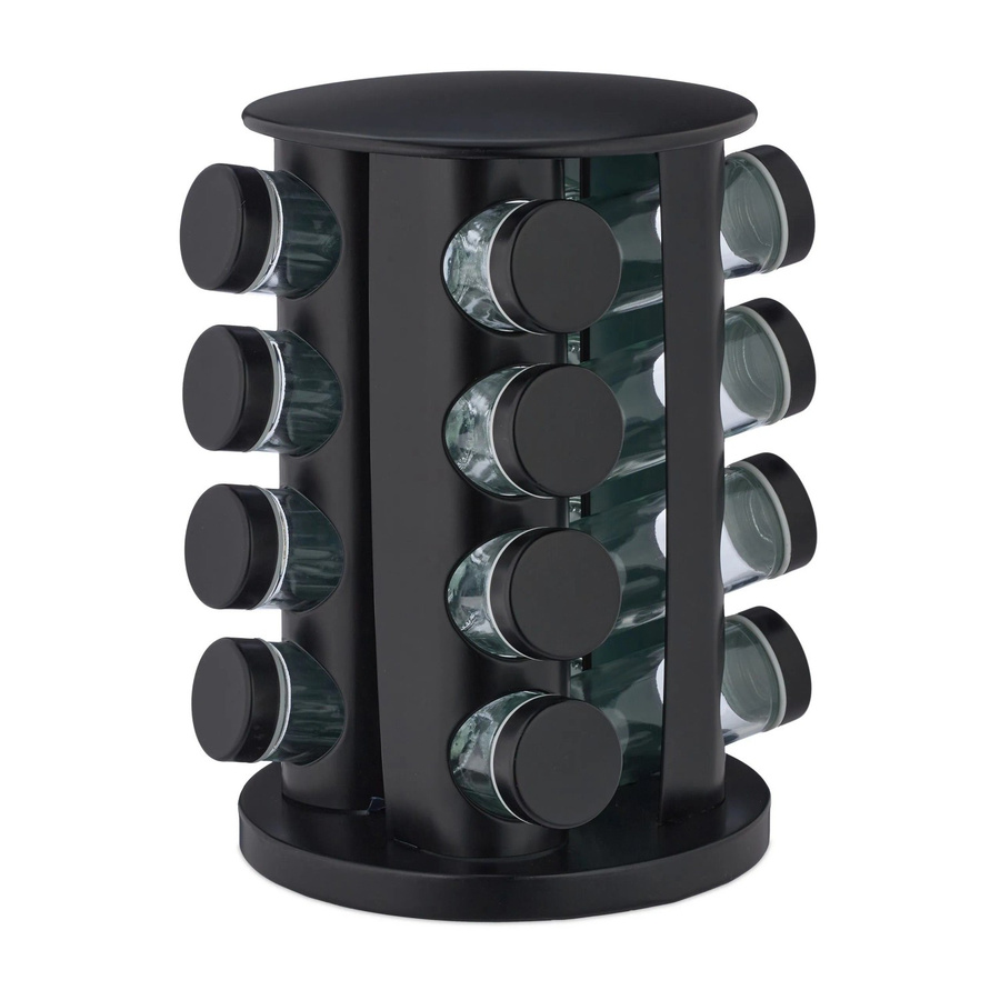 Relaxdays Gewürzkarussell aus Edelstahl in Schwarz mit 16 Gläsern, drehbar, Breite: 27,5 cm, Tiefe: 19 cm - Bild 2