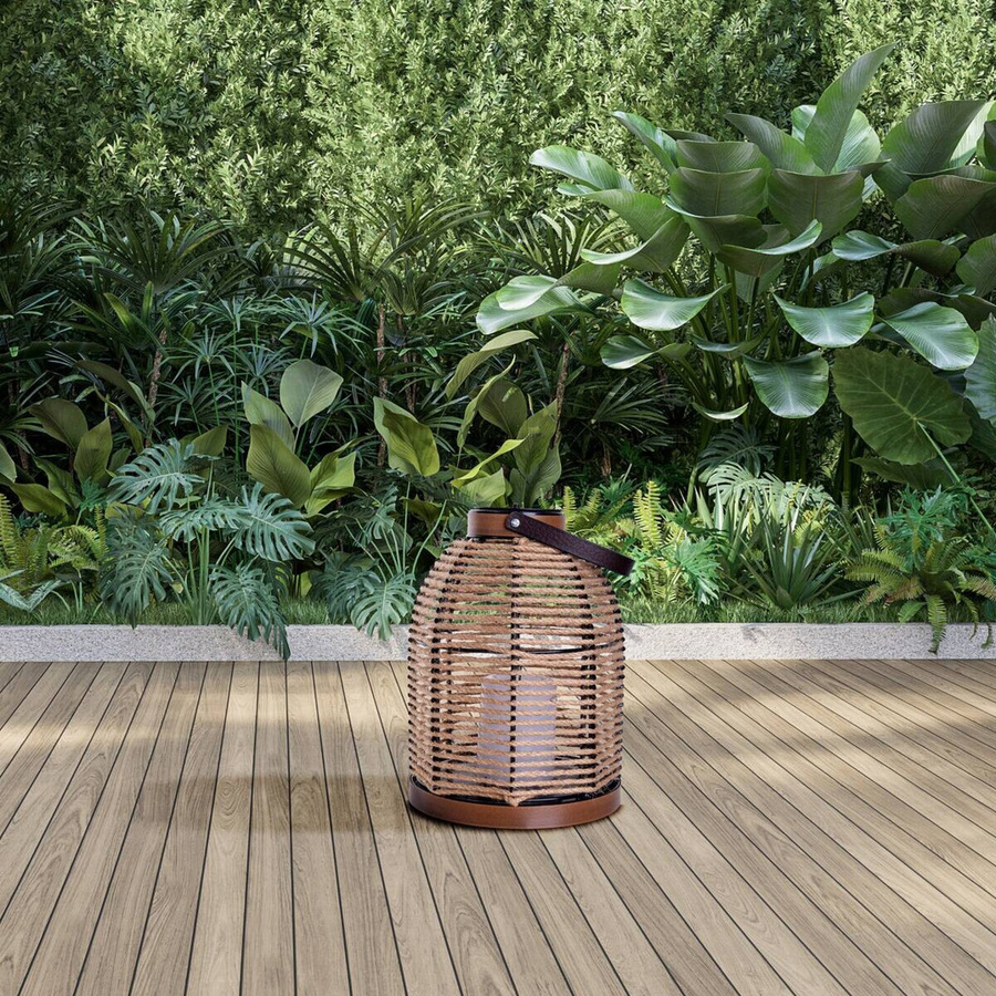 Näve LED-Solarleuchte Korbinian in Natur und Beige mit Dämmerungssensor für Garten und Terrasse, H x B x T: 29 x 21 x 21 cm - Bild 3