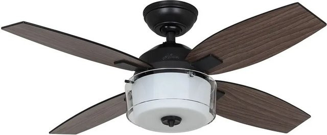 HUNTER FANS Deckenventilator Central Park in Stahl gealtert mit Beleuchtung und Wandschalter, Durchmesser: 107 cm - Bild 1