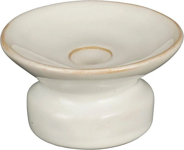 Mica Decorations Kerzenständer aus Keramik in Offwhite, modern, Durchmesser: 10,5 cm, Höhe: 6 cm - Bild 1