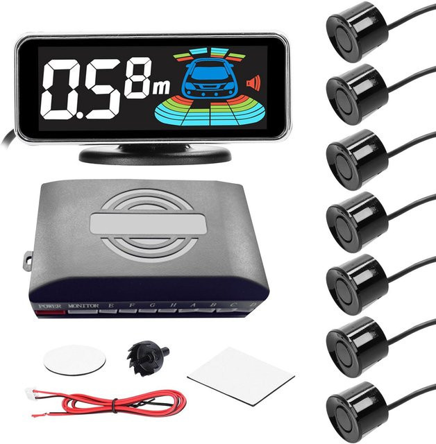 VehicleKit Auto-Parksensor Rückfahrradarsystem mit 8 Sensoren und LCD-Anzeige in Schwarz - Bild 1