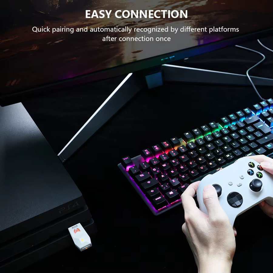 BIGBIG WON R100 Pro Wireless Adapter für Windows, Nintendo Switch, PS4, PS5 und Xbox One S, USB und Bluetooth, Weiß - Bild 2