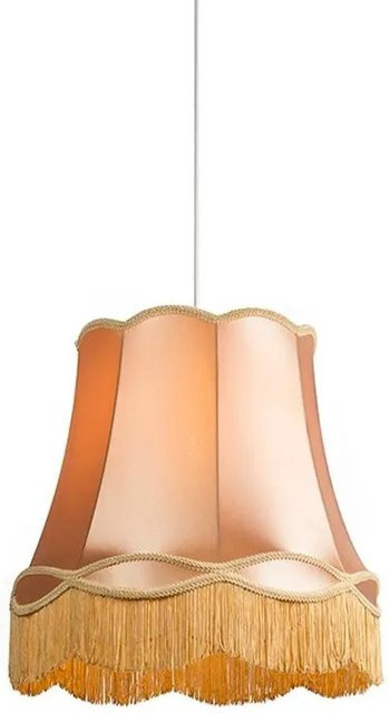 QAZQA Retro Hängelampe in Gold mit Stoffschirm, dimmbar, E27, Höhe: 45 cm - Bild 1