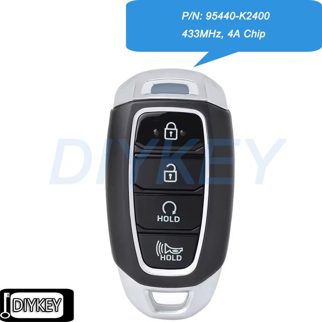 DIYKEY Smart Remote Autoschlüsselanhänger mit 4 Tasten, 433 MHz 4A Chip Ersatz für Hyundai Venue 2020 2021 2022, FCC ID: SY5IGFGE04, Schwarz - Bild 1