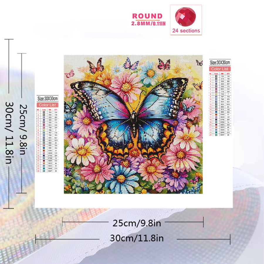 Evershine Diamant-Mosaik Gänseblümchen und Schmetterling DIY Vollbohr-Stickerei als Strass Diamantmalerei in Multicolour, B/H: 20 x 20 cm - Bild 2