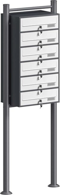 Wiltec Briefkastenanlage mit 6 Briefkästen in Anthrazit und Weiß, H x B x T: 1500 x 556 x 270 mm - Bild 1